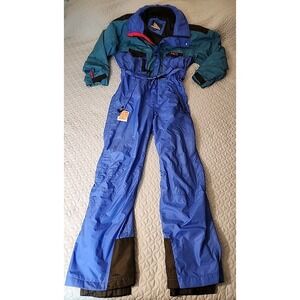 Vintage Men's Cornice Winter Ski Snowsuit Light Fill Blue, Green, Black Medium